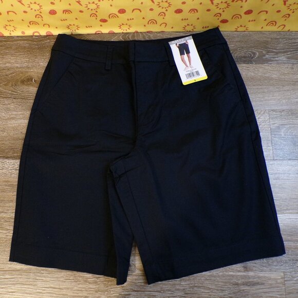 MATTY M 2 Pair Women's NWT Bermuda Shorts Flat Front Navy Blue & Beige Sm - Picture 2 of 9